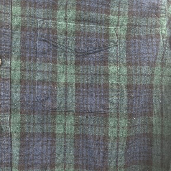 LL Bean Adult 2XL Blue Green Plaid Flannel Button Up Long Sleeve Outdoor Mens - Picture 4 of 4